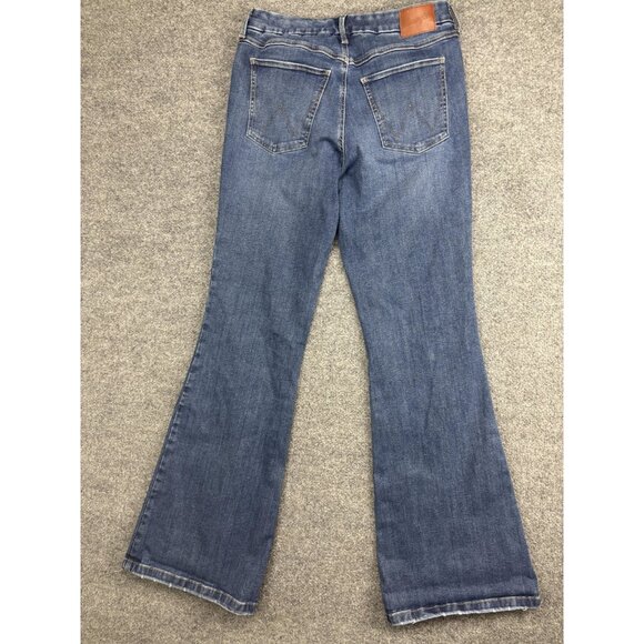 Wrangler Jeans Womens 31x34 Blue Bespoke Flare Stretch Denim Mid Rise Leg - Picture 7 of 9